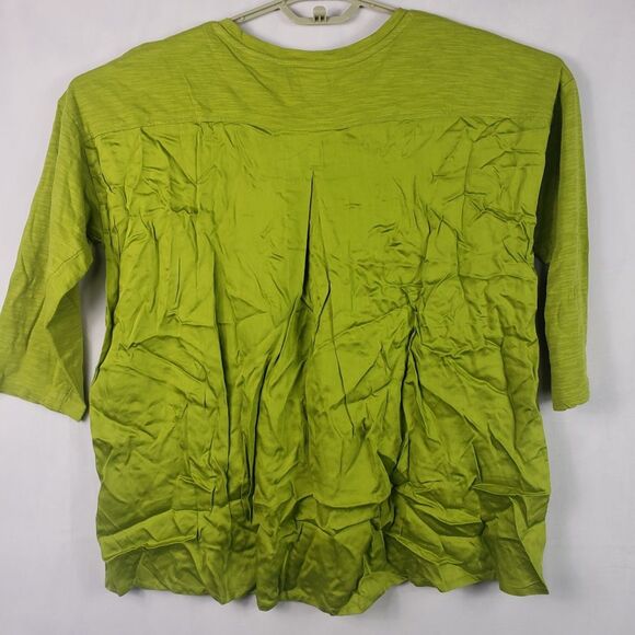 LOGO by Lori Goldstein Top Women's Sz M 3/4 Sleeve A-Line Green Casual Blouse - Picture 6 of 13